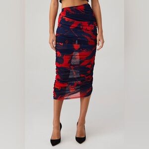 LAMARQUE Ruched Mesh Midi Skirt / Cover Up